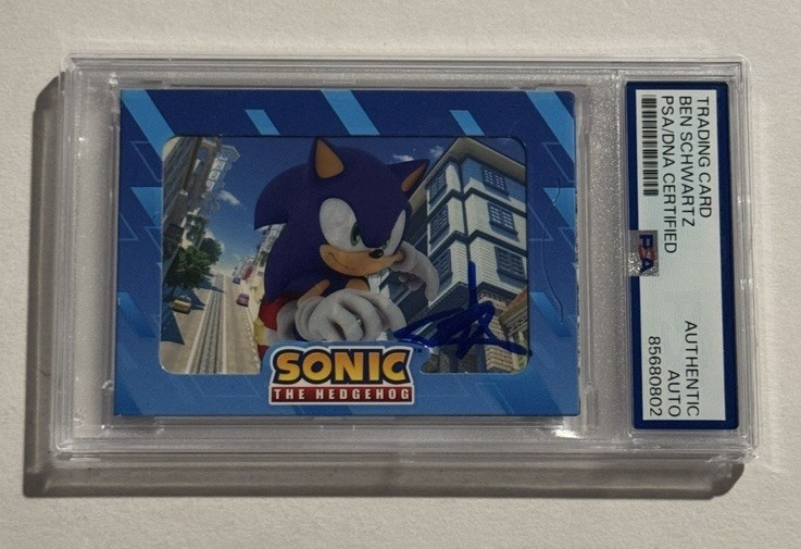 BEN SCHWARTZ SIGNED AUTO 2024 Cybercel Sonic Hedgehog Sonic VOICE ACTOR PSA