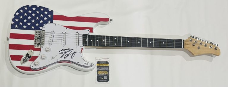 TOM KEIFER SIGNED USA FLAG ELECTRIC GUITAR CINDERELLA PROOF JSA COA