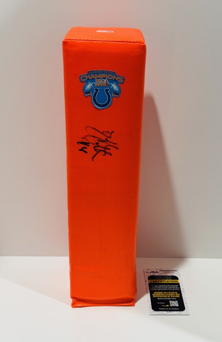 DALLAS CLARK SIGNED TOUCHDOWN PYLON INDIANAPOLIS COLTS SUPER BOWL XLI JSA COA