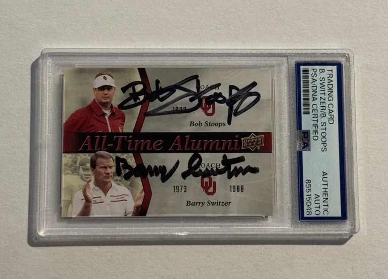 2011 Upper Deck Oklahoma Bob Stoops & Barry Switzer SIGNED AUTO SLABBED PSA