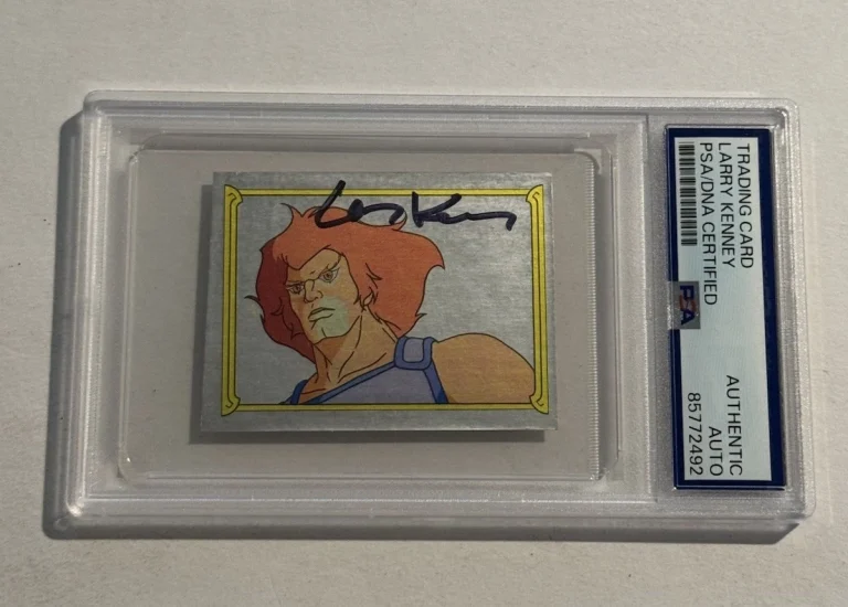 LARRY KENNEY SIGNED 1986 Panini Thundercats Foil Sticker #122 Lion-O Voice PSA