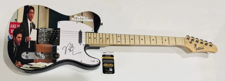 ROB LOWE SIGNED PARKS AND RECREATION ELECTRIC GUITAR CHRIS TRAEGER JSA COA