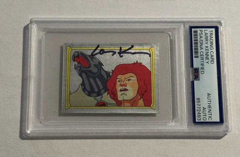 LARRY KENNEY SIGNED 1986 Panini Thundercats Foil Sticker #5 Lion-O Voice PSA