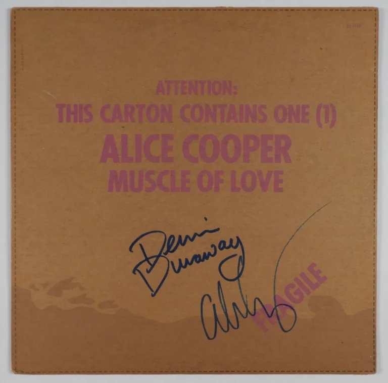 Alice Cooper Dennis Dunnaway JSA Signed Autograph Album Record Vinyl Muscle Of