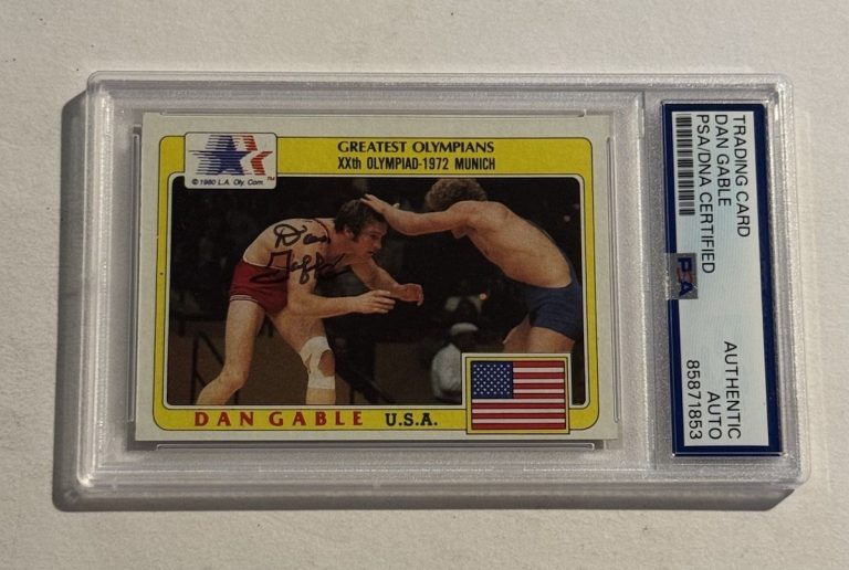 DAN GABLE SIGNED AUTO RC 1983 USA HISTORY'S GREATEST OLYMPIANS #5 PSA