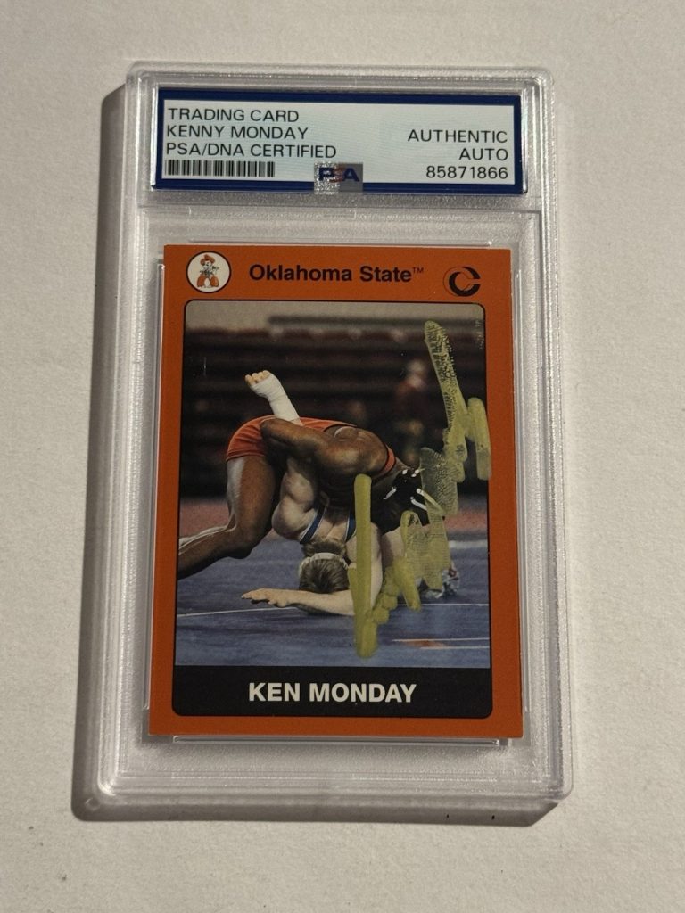 Kenny Monday Signed Auto Rookie Card Oklahoma State College Wrestling #47 PSA