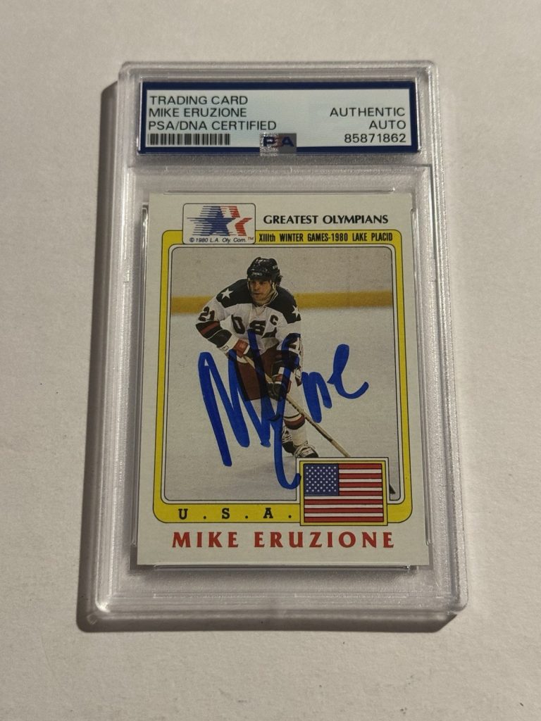 Mike Eruzione Signed 1983 Topps History's Greatest Olympians #36 Rookie Card PSA