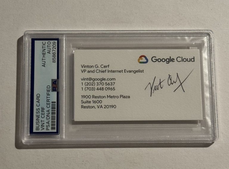 Vint Cerf Signed Google Business Card Inventor Father of the Internet PSA