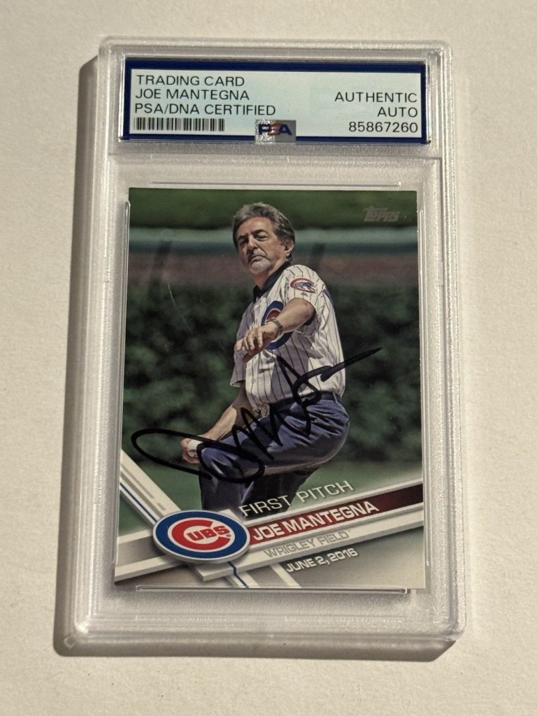 Joe Mantegna Signed 2017 Topps First Pitch Card Auto Actor Criminal Minds PSA