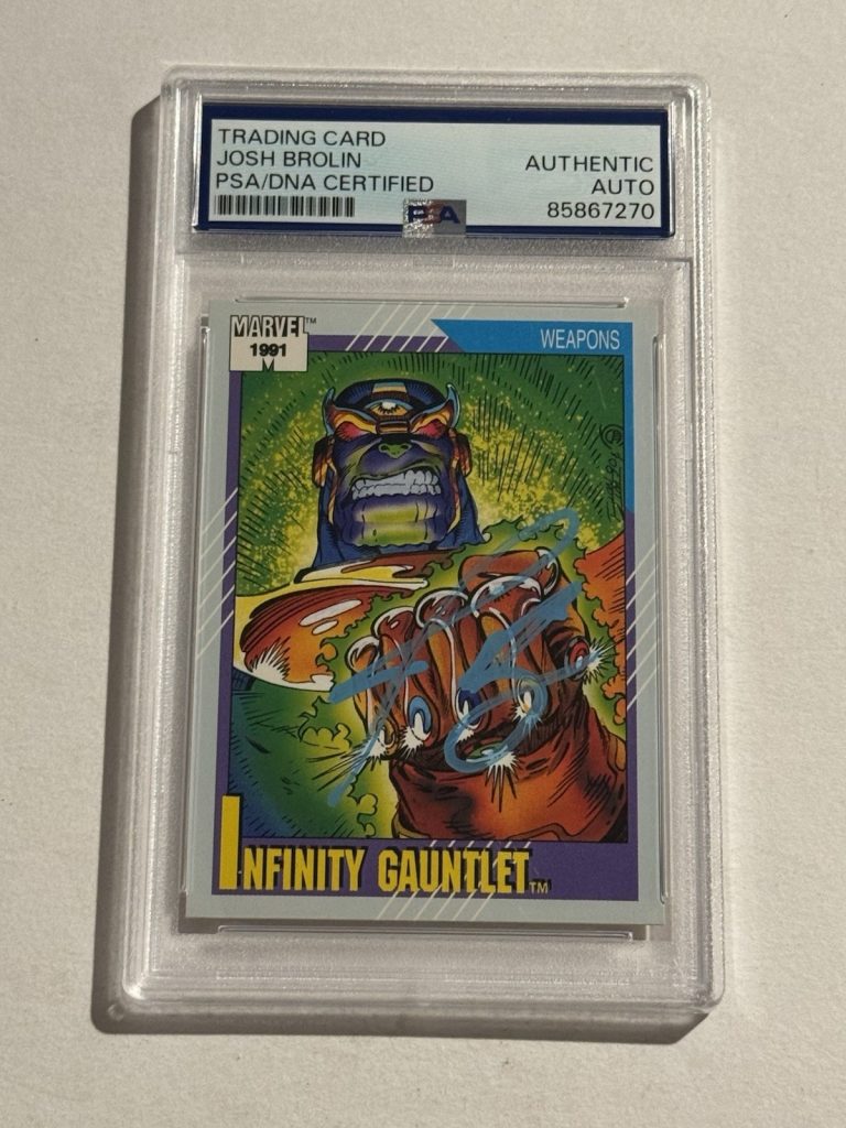 JOSH BROLIN SIGNED AUTO Thanos Gauntlets 1991 Superheroes Marvel Impel #134 PSA