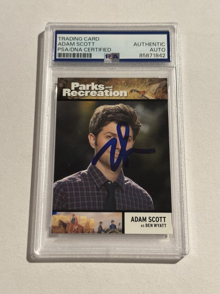 Adam Scott Signed Auto Parks and Recreation Actor Character Card #77 Ben PSA