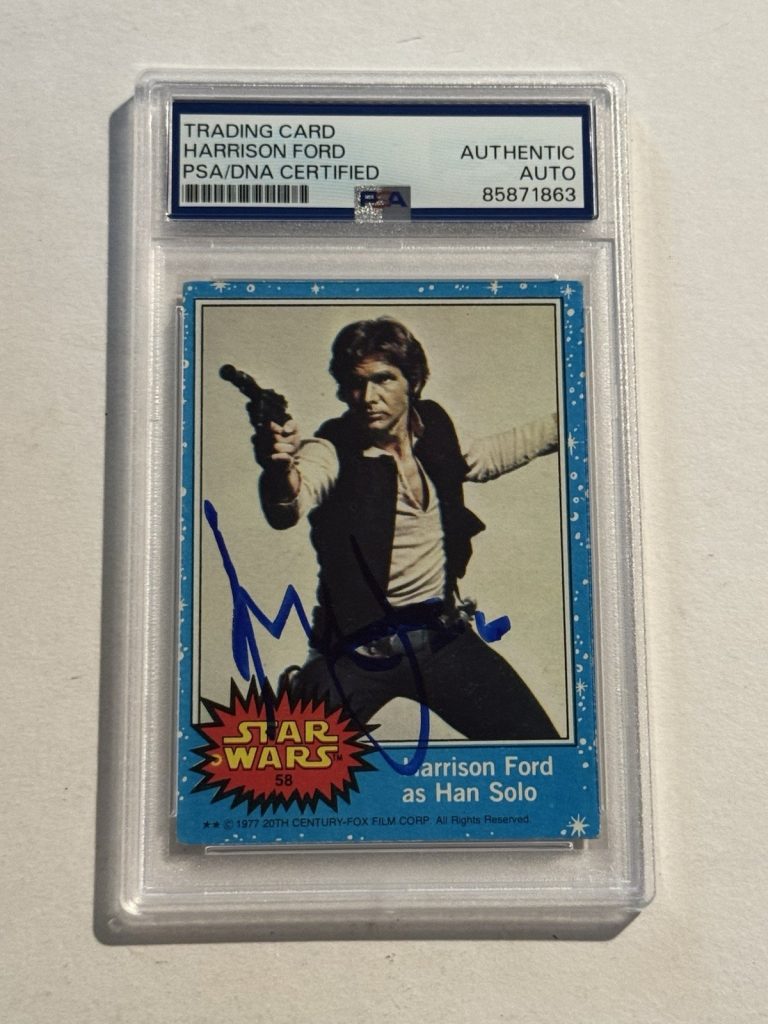 Harrison Ford Signed Auto 1977 Topps Star Wars #58 Han Solo Actor RC PSA