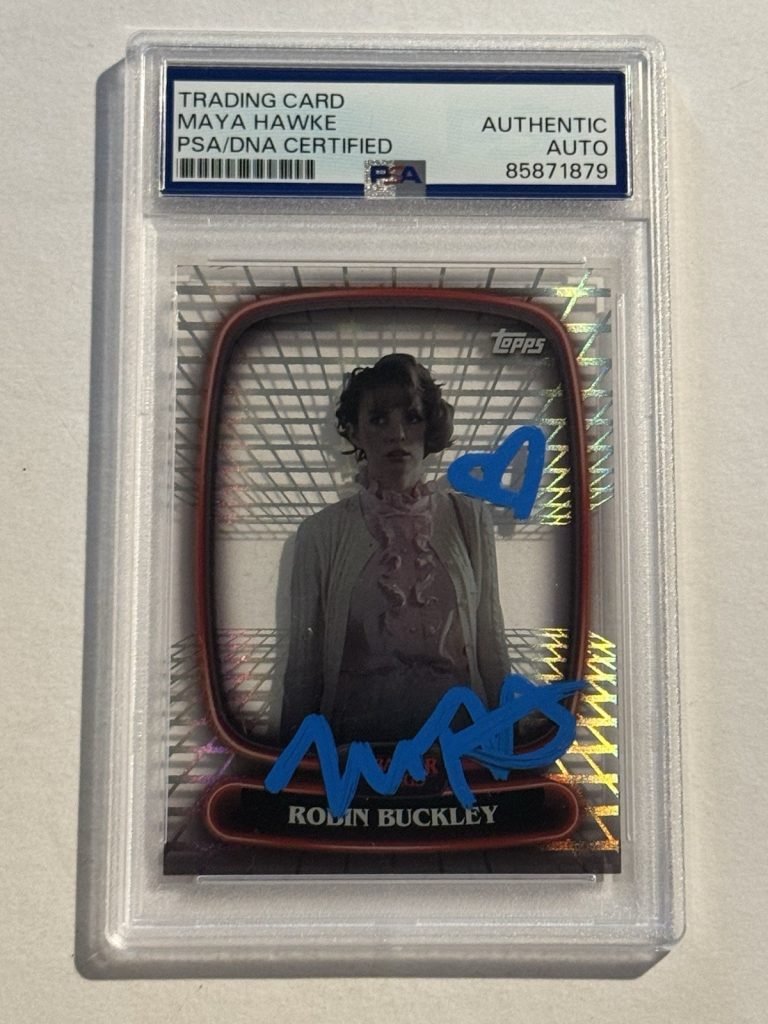 Maya Hawke Signed Auto 2025 Topps Stranger Things High Tek Robin Buckley #8 PSA
