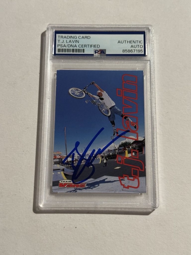 T.J. Lavin Signed Auto RC 1997 Vans Team Vans #39 TJ BMX Bile Star Rookie PSA