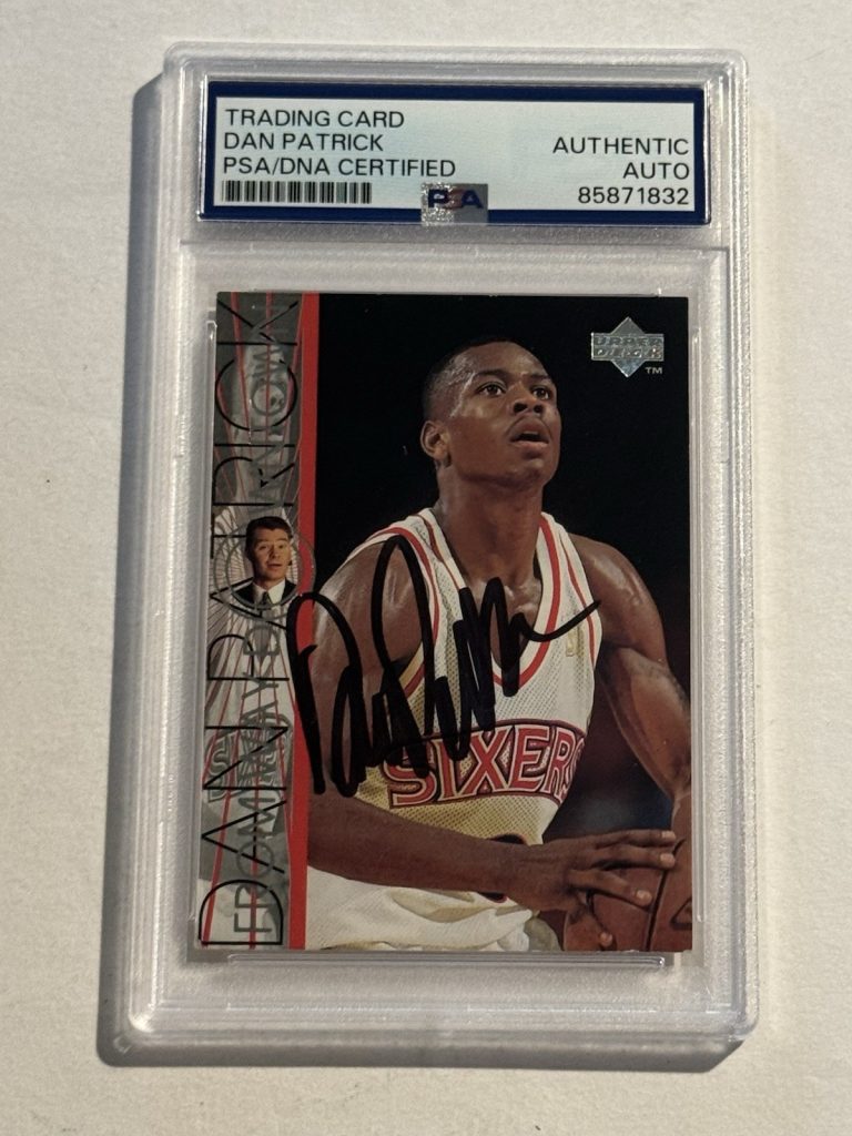 DAN PATRICK SIGNED AUTO 1997 Upper Deck From Way Downtown #350 Iverson RC PSA