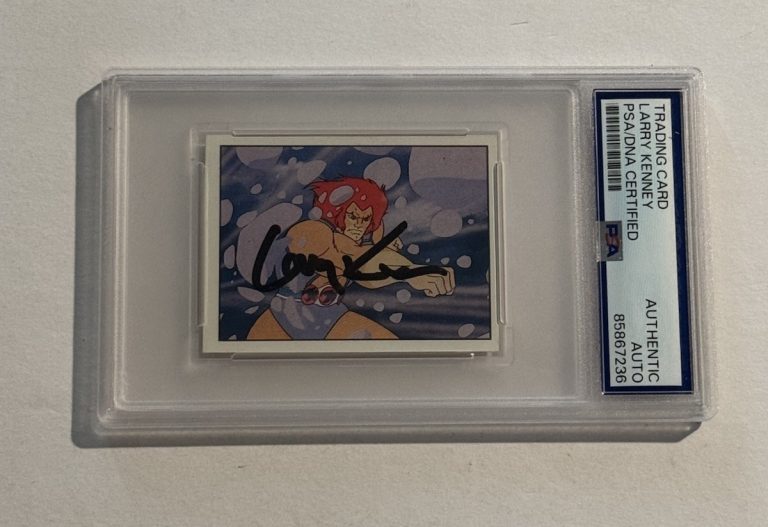 LARRY KENNEY SIGNED 1986 Panini Thundercats Sticker Card #233 Lion-O Voice PSA