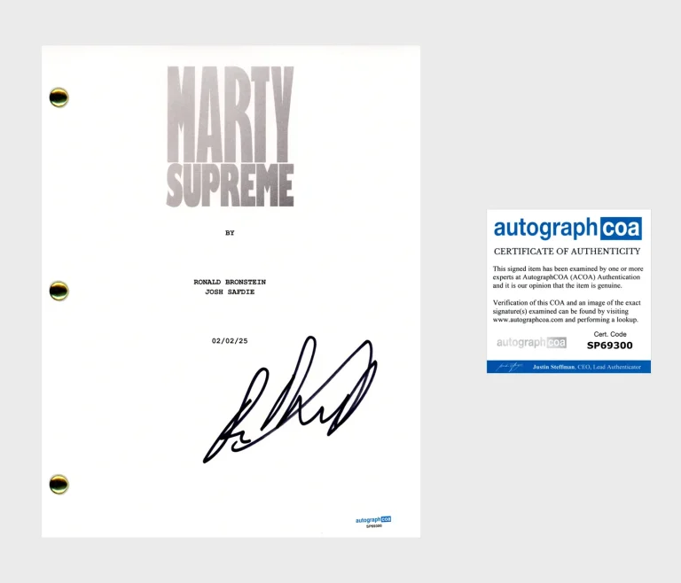 Ronald Bronstein 'Marty Supreme' Writer Signed Full Movie Script ACOA