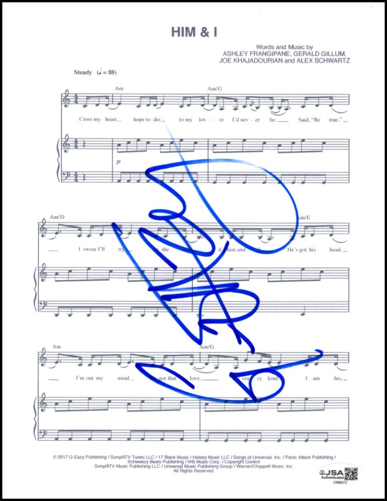 G-Eazy Signed Autograph Him & I Sheet Music - The Beautiful & Damned w/ JSA COA