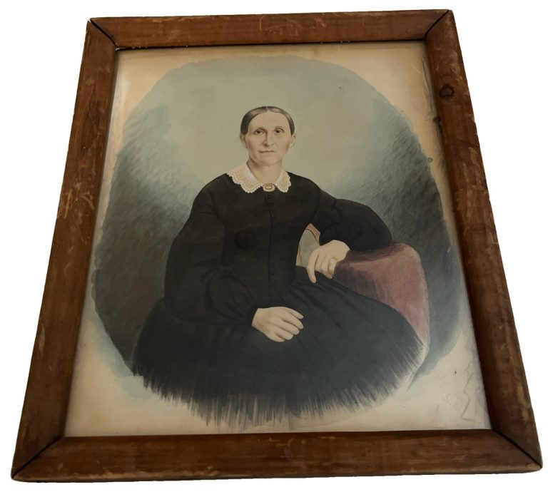 Antique 1800s Victorian Era Woman Portrait. In a Vintage Wooden Frame 11”x13.5”