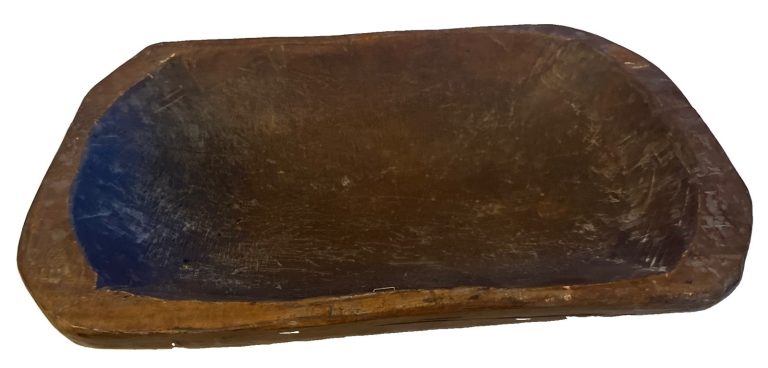 Antique Primitive Dough Bowl Wood Hand Carved Trencher Farmhouse 16.5”x10”x4”