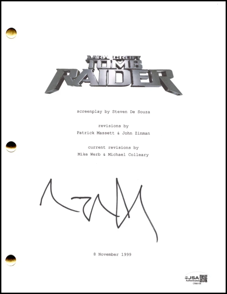 Angelina Jolie Signed Autograph Lara Croft Tomb Raider Full Movie Script JSA COA