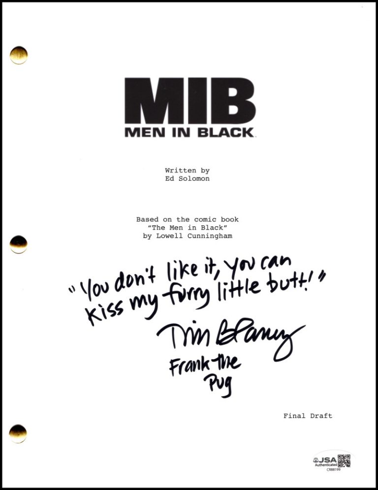 Tim Blaney Signed Autograph Men in Black Full Script w/ Long Frank Quote! JSA