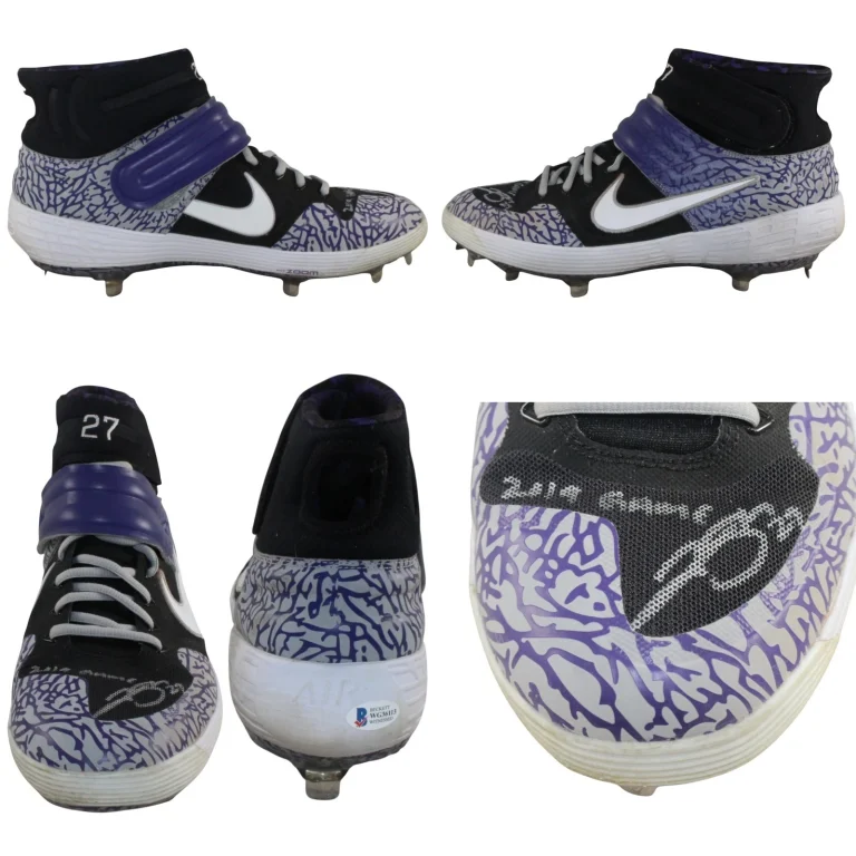 Trevor Story Signed Colorado Rockies Game Used Left Cleat Nike Beckett 57820