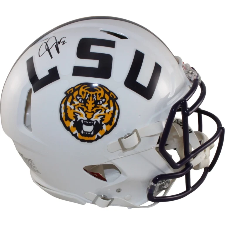 Justin Jefferson Autographed LSU Tigers Authentic White Helmet Beckett WIT 57907