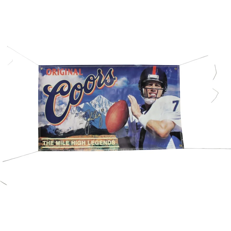 John Elway Autographed/Signed Denver Broncos Large Coors Light Banner 57549