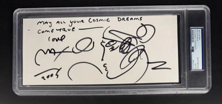 Peter Max Signed Autograph PSA/DNA Slabbed Cut Signature - Rare Quote & Sketch