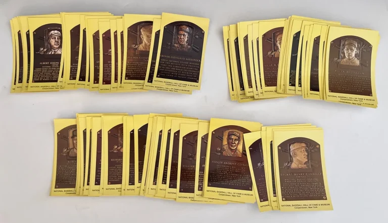 Lot of 111 Yellow Baseball Hall Of Fame Plaques Postcards