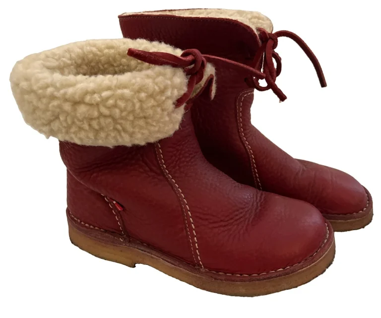 Duckfeet Arhus Womens Red Pebbled Leather Lace Up Mid-Calf Snow Boots Size 37