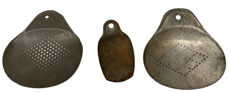 3 Antique Tin Milk Strainers Skimmers Spoon Ladle Rest Farmhouse Kitchen VTG