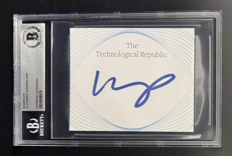 Alex Karp Palantir CEO Signed Autograph Beckett COA Slabbed Cut Book Plate Rare