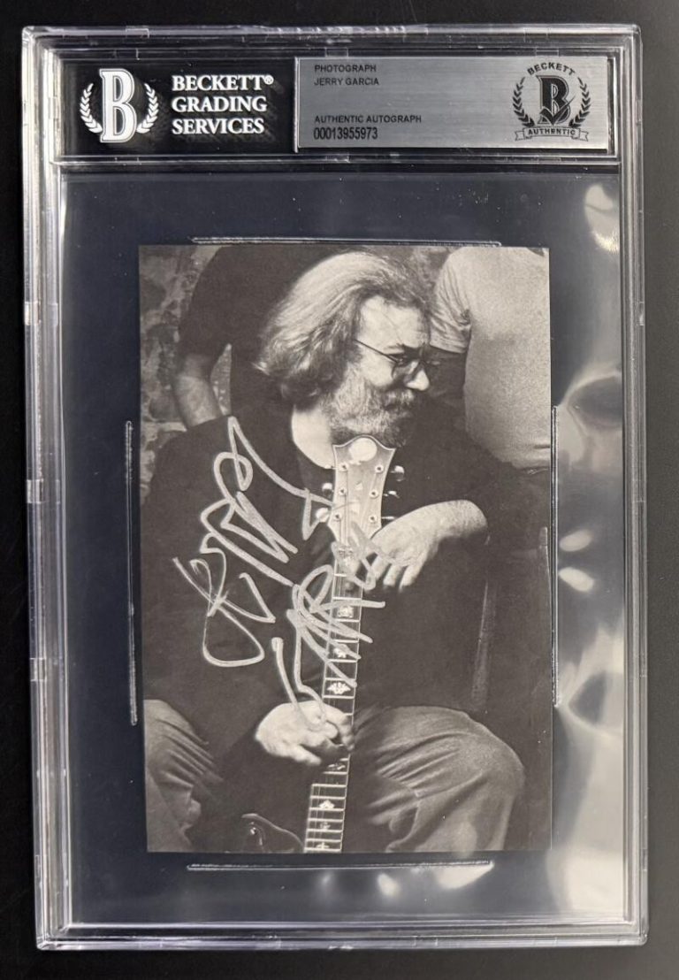 Jerry Garcia Grateful Dead Signed Autograph Beckett Slabbed Encapsulated Photo