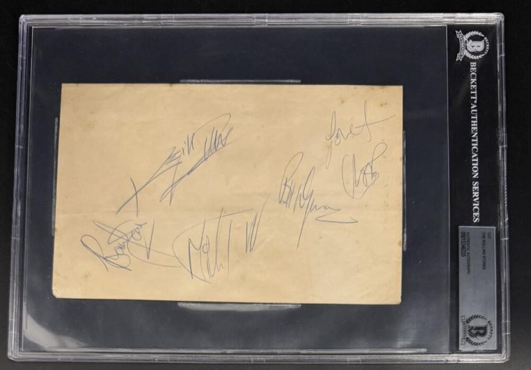 Rolling Stones Full Band Signed Autograph Beckett Cut Brian Jones Mick Jagger +3