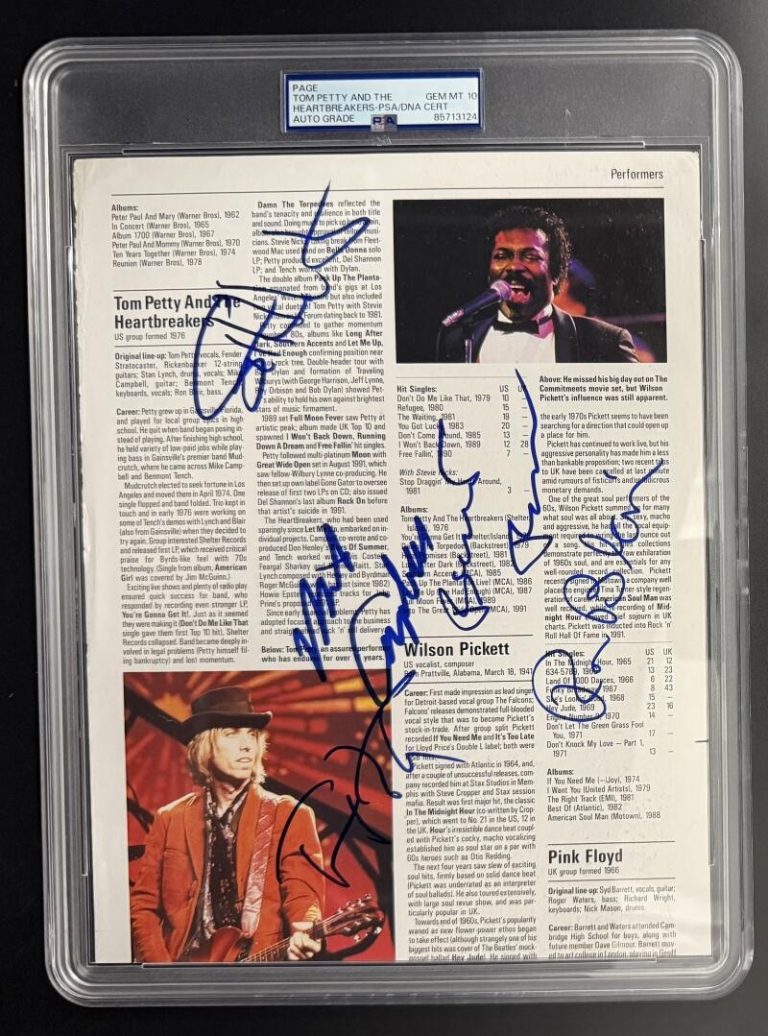 Tom Petty & Heartbreakers Signed PSA/DNA Magazine Page w/ GEM MINT 10 Signatures