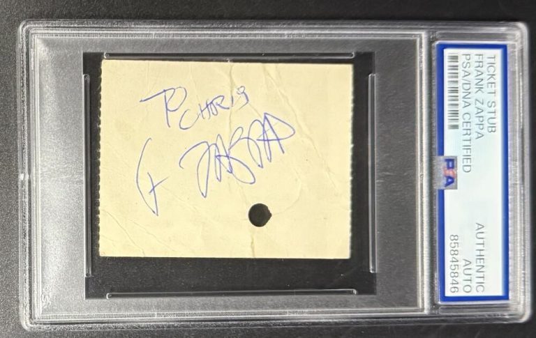 Frank Zappa Signed Autograph PSA/DNA Slabbed Ticket Stub - To Chris - Very Rare!