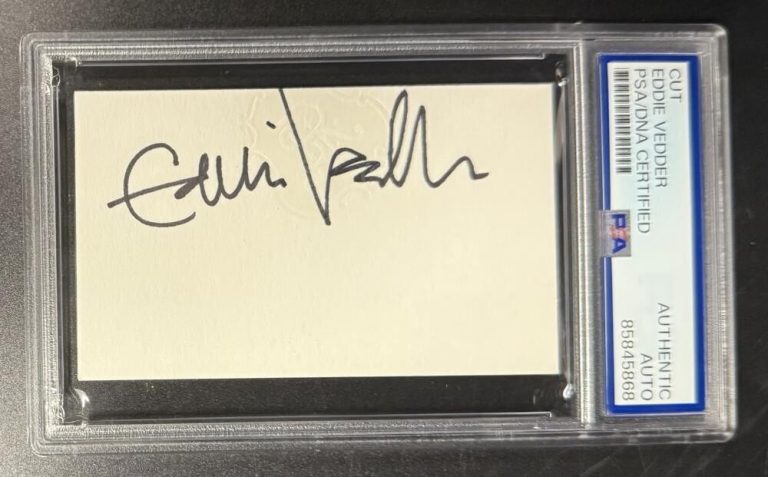 Eddie Vedder Signed Autograph PSA/DNA COA Slabbed Rare Pearl Jam Cut Note Card