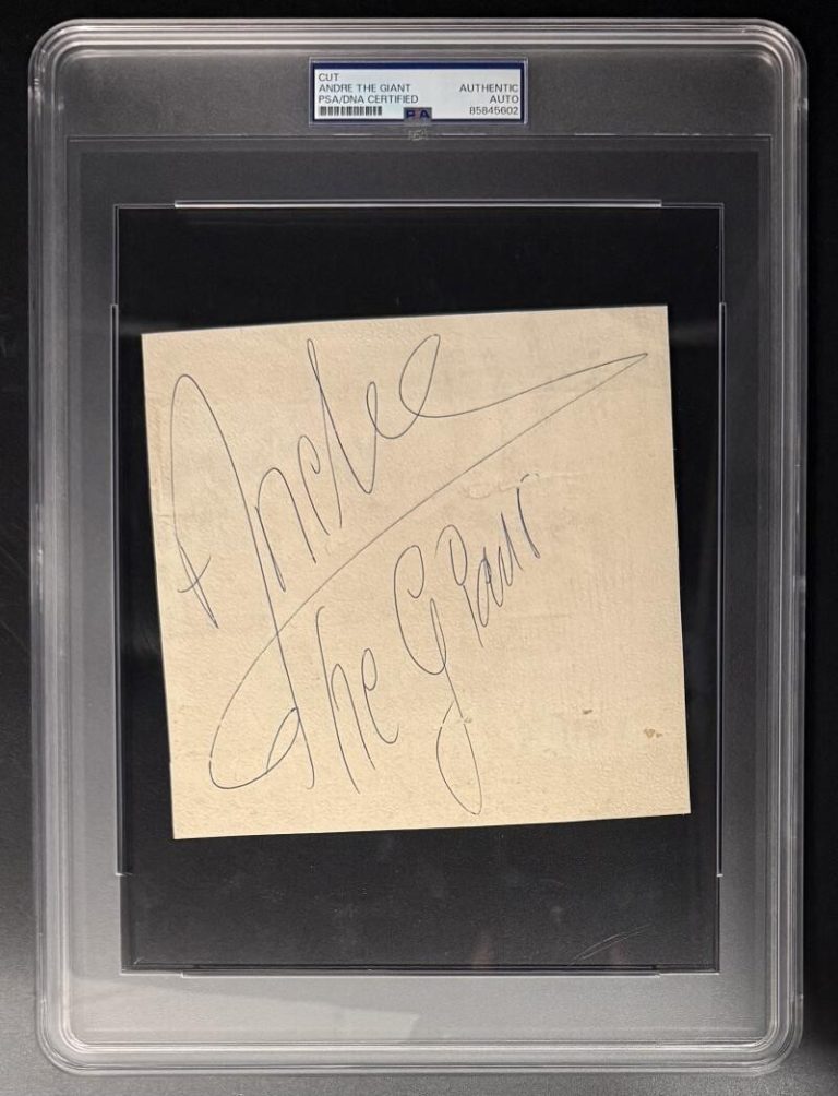 Andre The Giant Signed Autograph Original Full Signature PSA/DNA COA Slab Cut