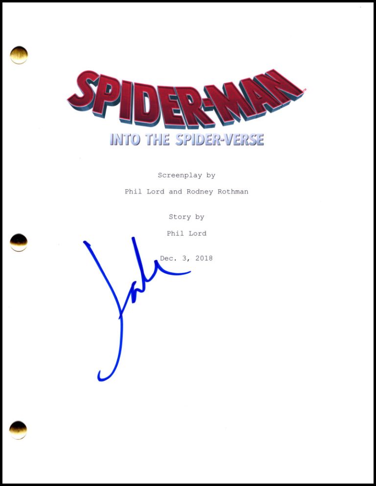 Jake Johnson Signed Autograph Spider-Man Into the Spider-Verse Script Screenplay
