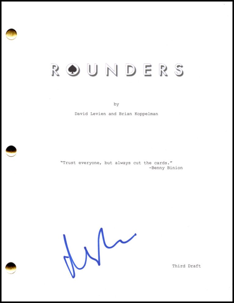 Matt Damon Signed Autograph Rounders Full Script Screenplay - Mike McDermott