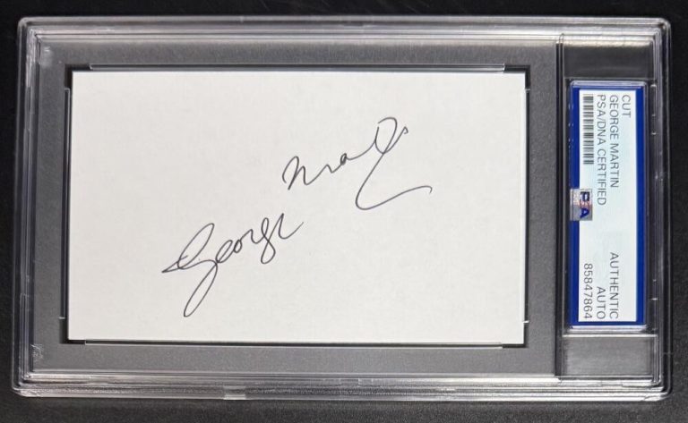George Martin Beatles Signed Autograph PSA/DNA Slab Encapsulated Cut Note Card