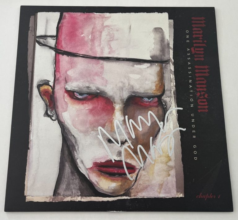 MARILYN MANSON SIGNED ONE ASSASSINATION UNDER GOD VINYL w/PROOF & BECKETT COA