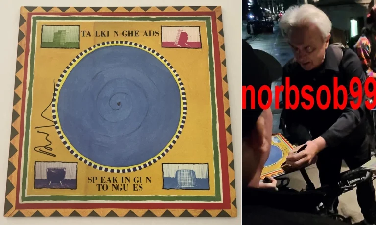 DAVID BYRNE SIGNED TALKING HEADS SPEAKING IN TONGUES VINYL w/EXACT PROOF BECKETT