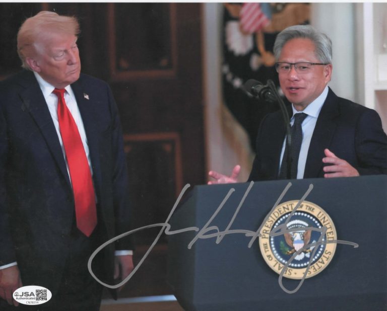 Jensen Huang Signed 8x10 Photo JSA COA #CN78314 Nvidia Founder CEO Donald Trump