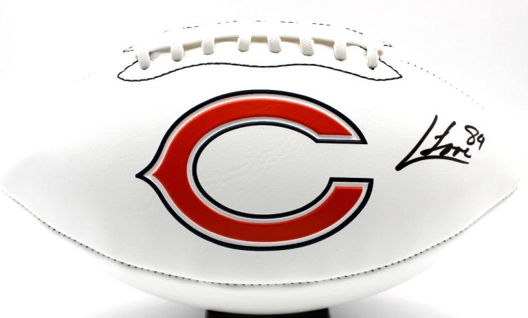 Colston Loveland Signed Chicago Bears Full Size Logo Football w/JSA COA CR49483