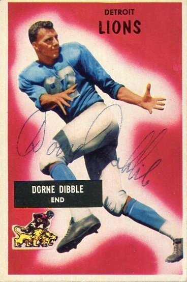 Dorne Dibble Detroit Lions Michigan State 1955 Bowman Signed Autograph Card GAI