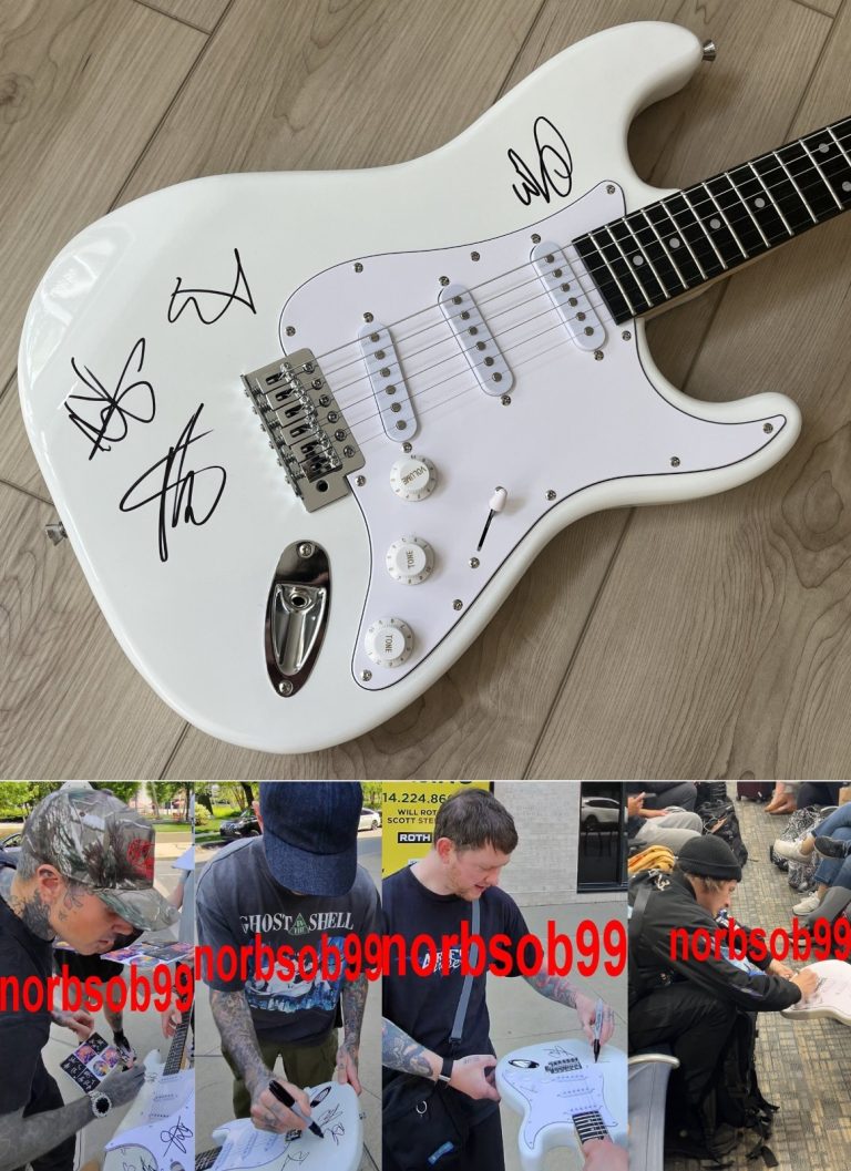 BRING ME THE HORIZON SIGNED AUTOGRAPH GUITAR OLI SYKES +3 w/EXACT PROOF & COA