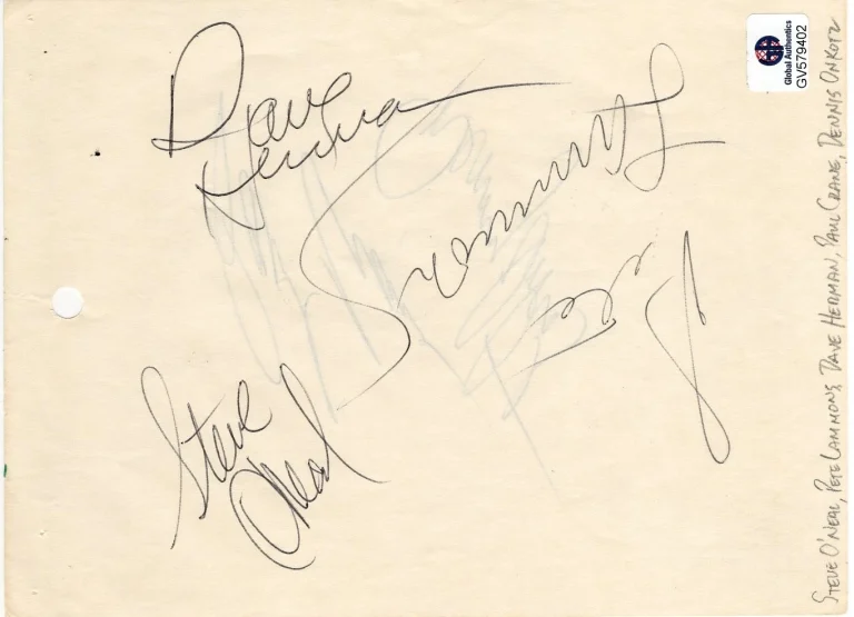 Dave Herman Pete Lammons Steve O'Neal Dennis Onkotz Paul Crane Signed Autograph
